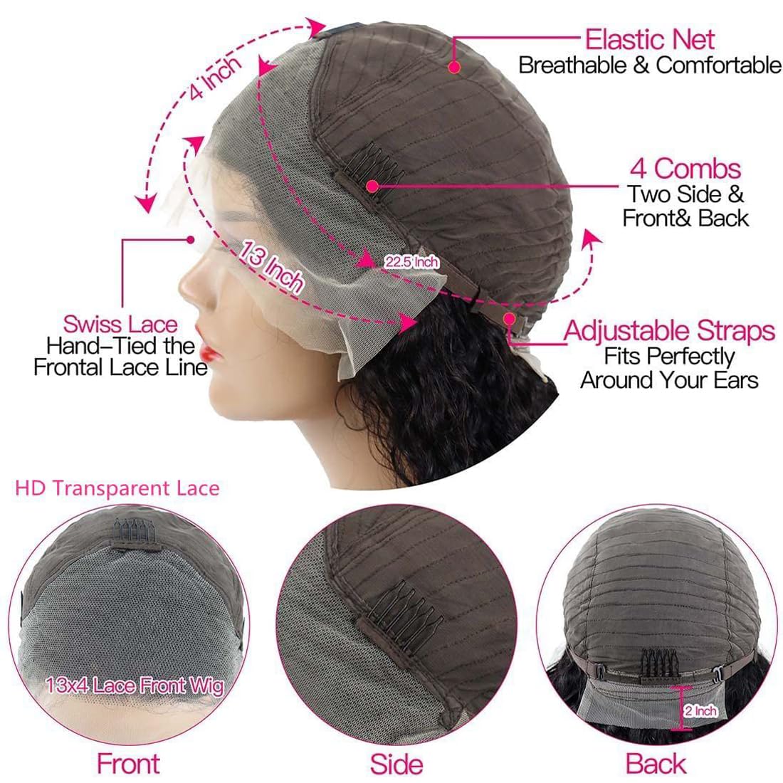 BLOCKICE Pixie Cut Wig Human Hair Stylish Curly Short Bob Wig Deep Wave 13x4 Lace Front Glueless Curly Human Hair Wigs for Black Women Natural Look Full Volume Lace Frontal 8 Inch