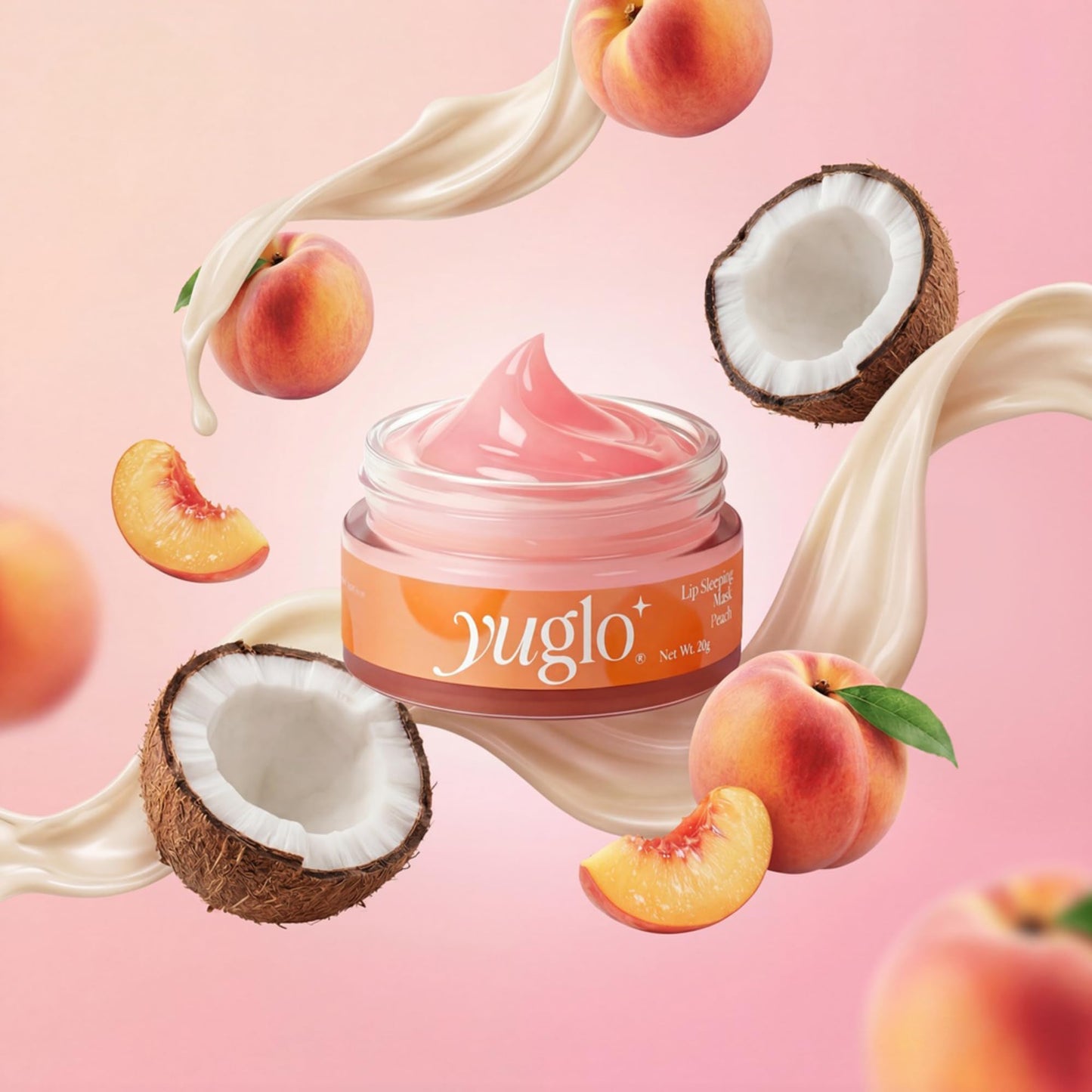YUGLO Lip Sleeping Mask | Peach Flavor | Hydrating & Soothing Lip Treatment for Dry, Chapped Lips | Plumps & Moisturizes | Overnight Lip Repair