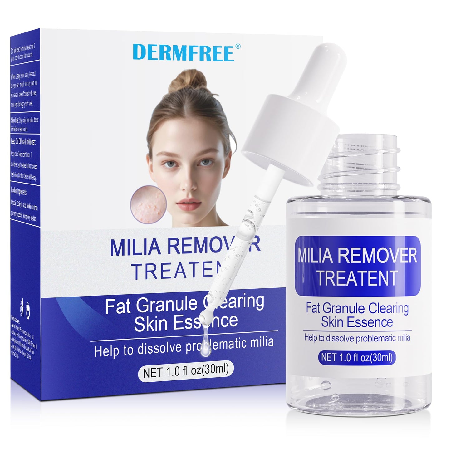 DERMFREE MILIA REMOVER 30 mL Milia Remover Treatment, Milia Spot Treatment with Salicylic Acid Milia Acne Serum Clearing Skin Essence