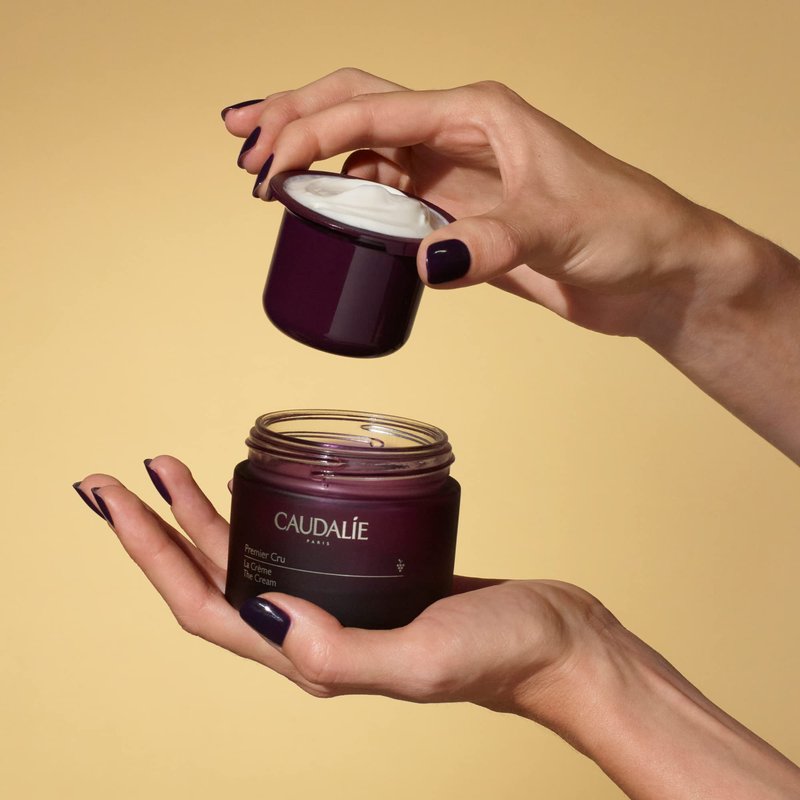 Caudalie Premier Cru Anti Aging Face Cream Moisturizer with Hyaluronic Acid, Refillable 1.6 oz