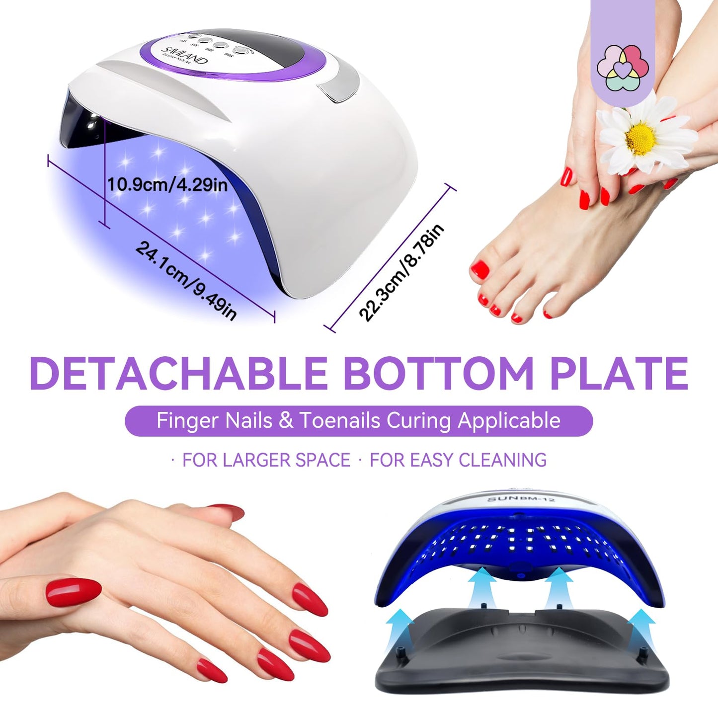 SAVILAND 300W U V LED Nail Lamp: Motion Sensor Nail Dryer Super Fast Curing U V Light SAVILAND Nail Face Mask for Nail Drill: Salon Clear Visibility & Comfortable Wear Full Face Mask Splash Resistant