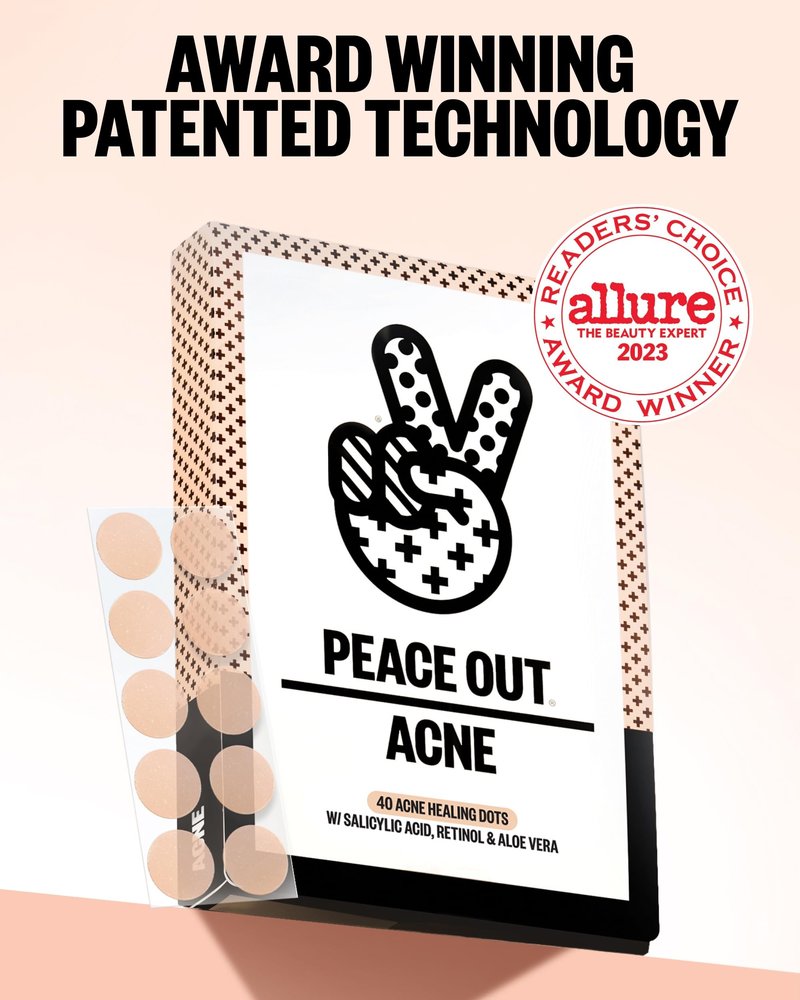 PEACE OUT Acne Healing Dots Hydrocolloid Pimple Patches, Acne Spot Treatment with Salicylic Acid, Retinol, and Aloe Vera for Blemishes and Breakouts (40 count)