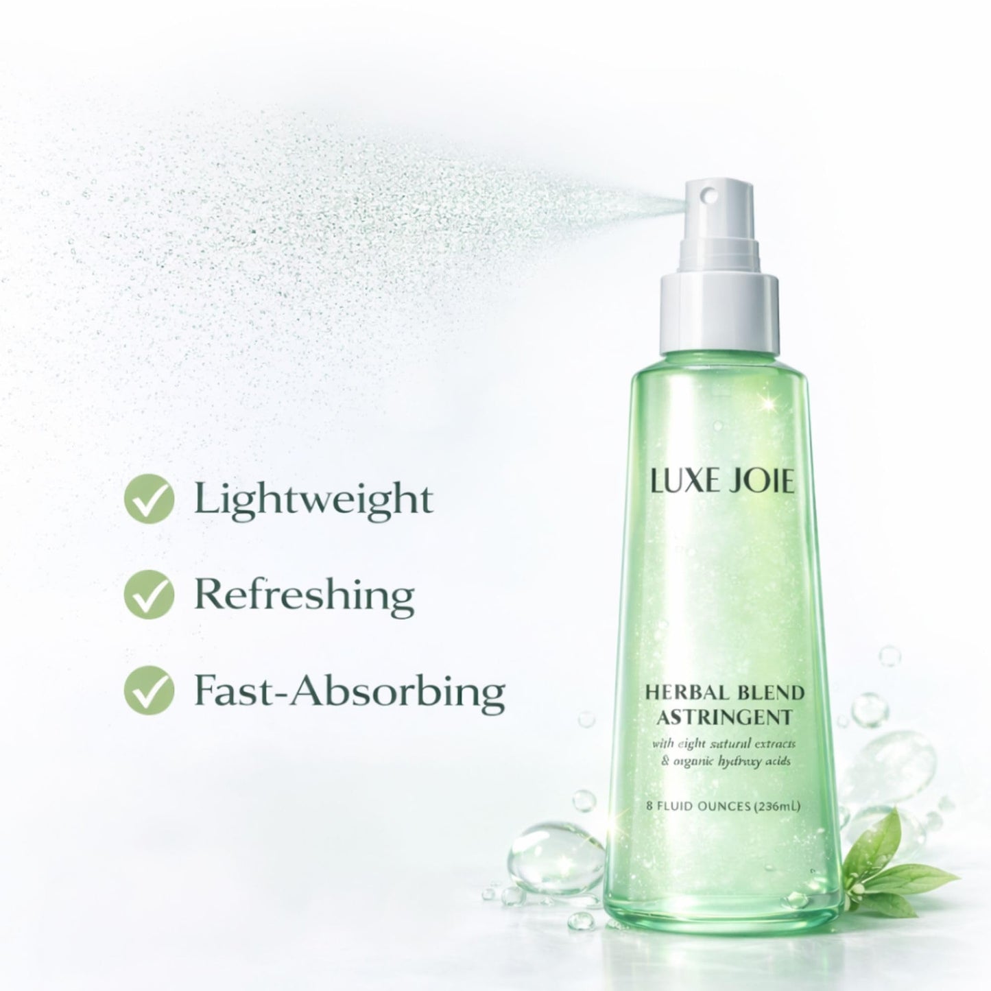LuxeJoie Astringent Toner Spray – Witch Hazel & Willow Bark Facial Toner for Oily & Combination Skin – Botanical Pore Refining Toner Mist – Herbal Blend Astringent for Oil Control – 8 oz