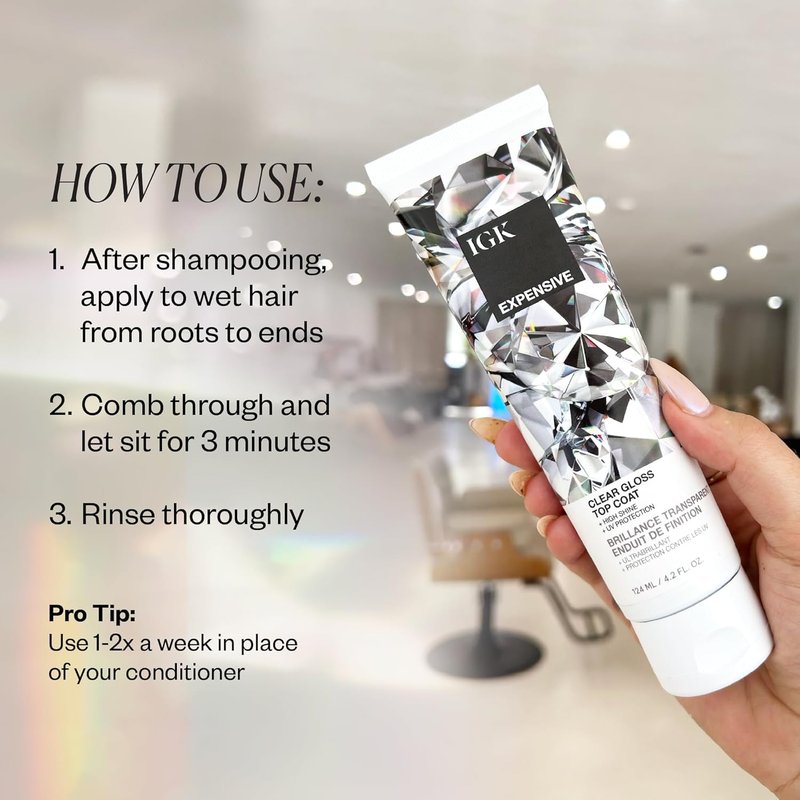 IGK Clear Gloss Top Coat - Shine, Strengthen & Smooth Finish | Vegan & Cruelty-Free | 4.2 Oz (Pack of 2)