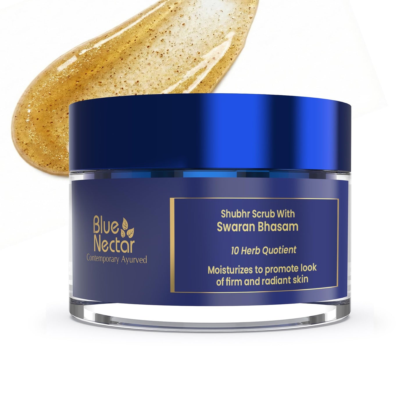 Blue Nectar Gold Face Scrub for Glowing Skin | Cleanser & Exfoliating Scrub with Aloe Vera, Walnut & Kumkumadi for Men & Women | Ayurvedic Tan Removal (12 Herbs, 1.7 Oz)