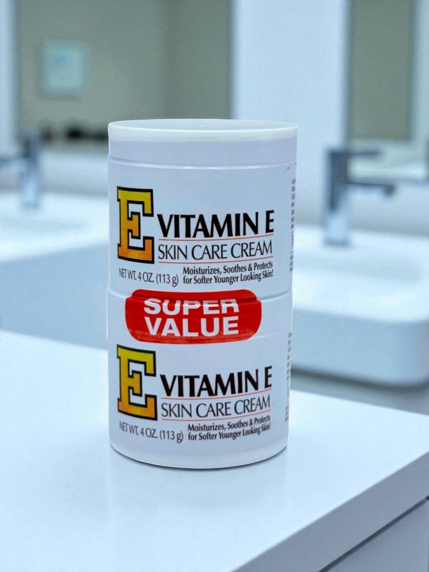 Vitamin E Skin Care Cream 4oz Jar (Super Value Twin Pack) – Intensive Moisturizer for Dry Skin – pack 4