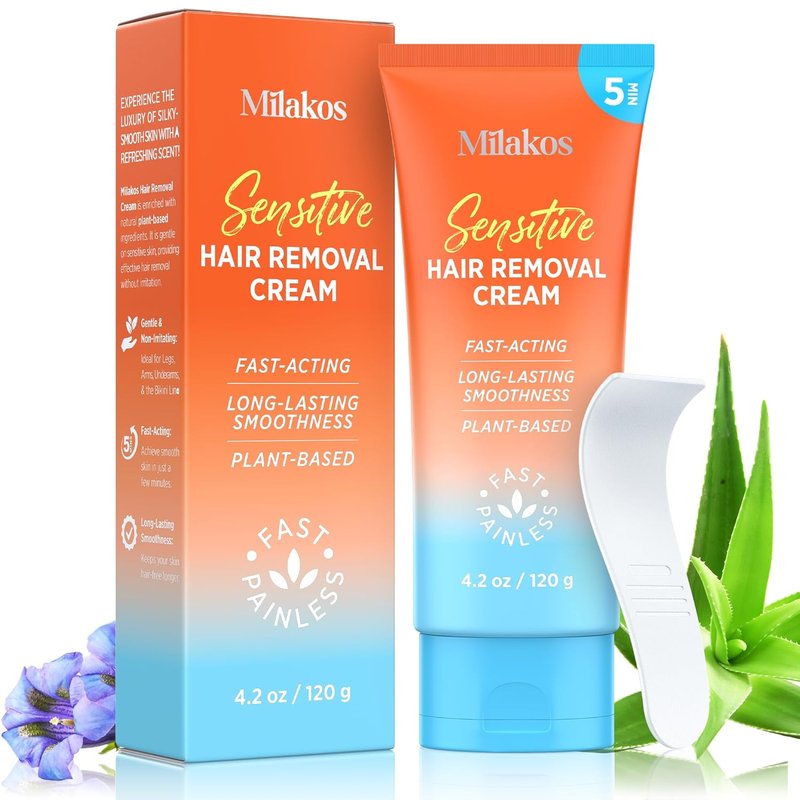 Painless Hair Removal Cream - Soothing Depilatory for Sensitive Skin | Aloe, Chamomile & Vitamin E for Legs, Arms, Bikini & Underarms