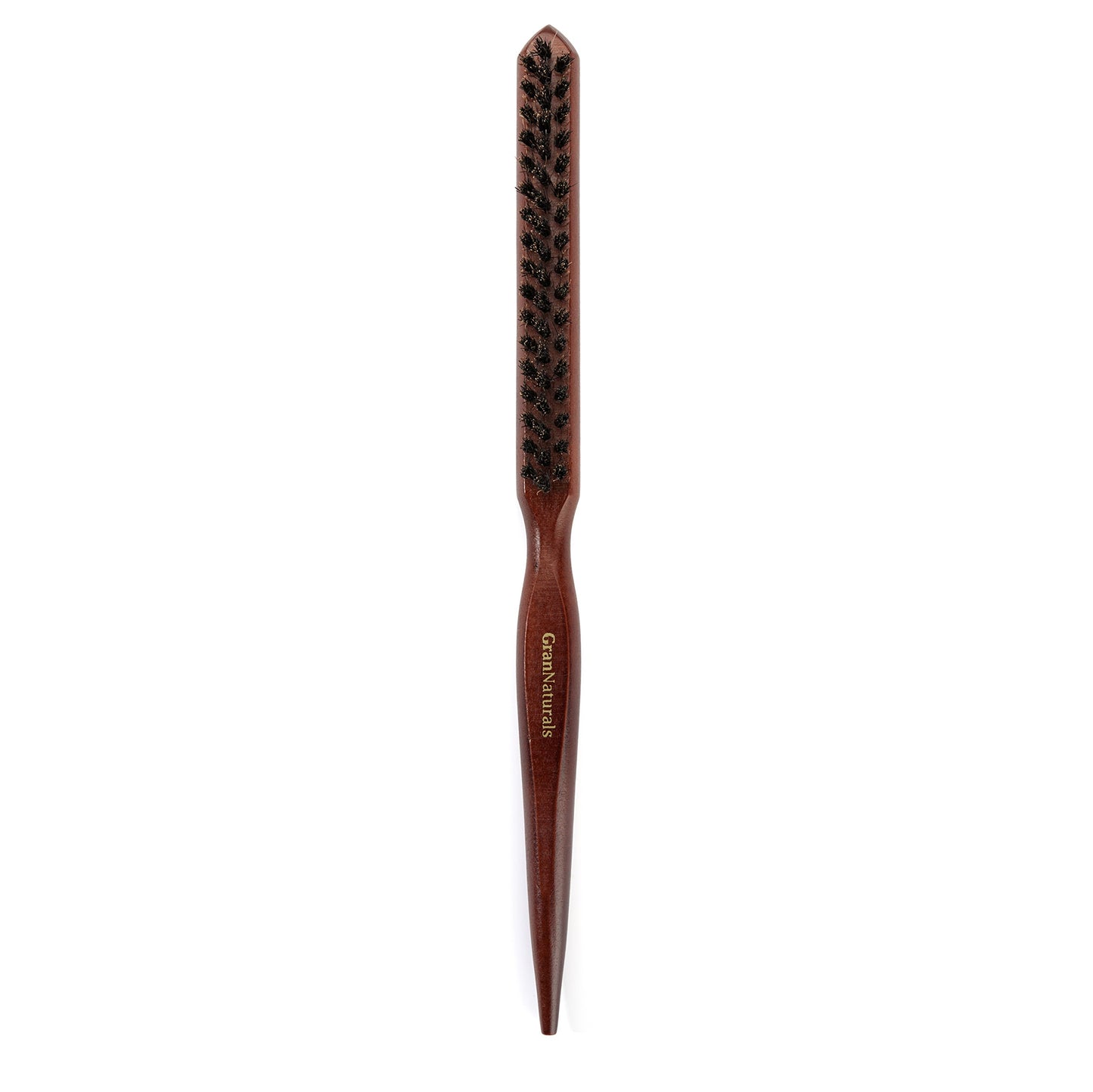 GranNaturals Teasing Boar Bristle Hair Brush for Women - Slick Back Comb with Rat Tail Pick for Hair Sectioning Used for Edge Control, Backcombing, Smoothing, and Styling Fine Hair to Create Volume
