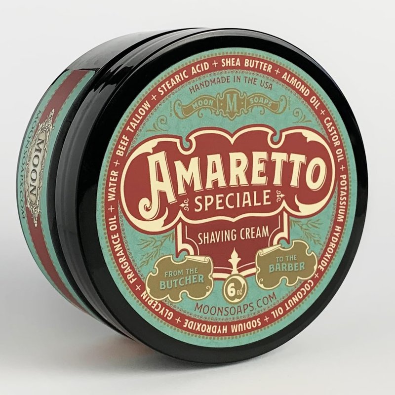 Moon Soaps Amaretto Speciale – Luxury Tallow Shaving Soap with Almond & Dark Cherry Scent, 6 oz