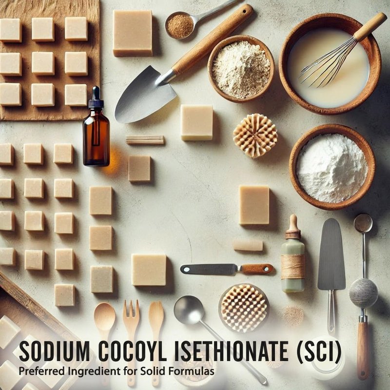 Artekas Innovation SODIUM COCOYL ISETHIONATE (SCI) Powder - Mild Foaming Surfactant for DIY Solid Shampoo Bars, Bath Bombs - Including 5-piece Set with Graduated Measuring Spoons - 21.17 oz