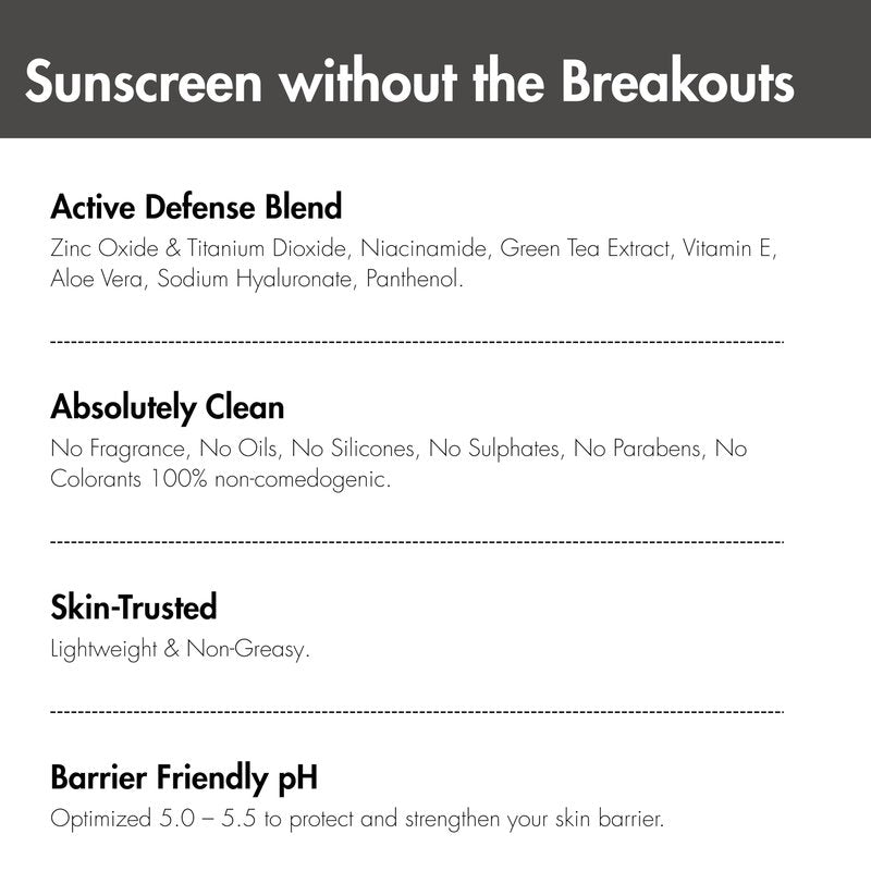 Breakout-Free Mineral SPF 50 Face Sunscreen – Zinc Oxide, Non-Comedogenic Broad-Spectrum UVA/UVB Protection for Sensitive & Acne-Prone Skin | Lightweight, Hydrating, Matte Finish & Water-Resistant 52G