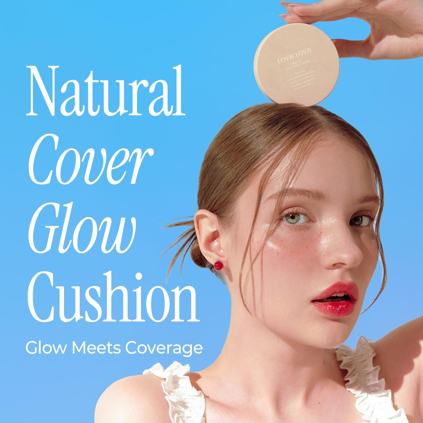 LOVB LOVB Cushion Foundation 0.42 Oz (23N Natural Beige) + System Fitting Puff 5EA | Long-Lasting Buildable Coverage | Korean Cushion Makeup | Face Makeup Tool for Liquid Foundation