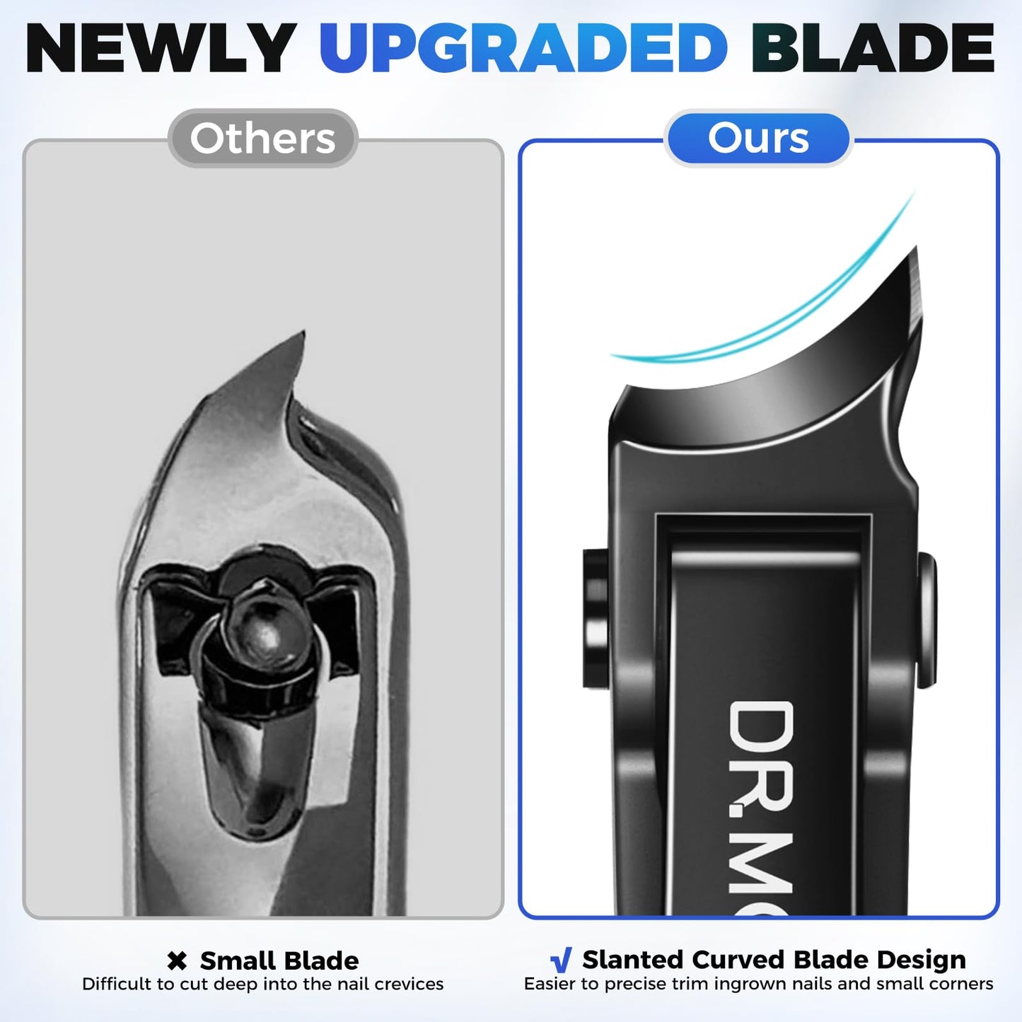 DRMODE Nail Clippers for Men Thick Nails, Angled Head Toe Nail Clippers for Thick Nails for Seniors, Slanted Nail Clippers for Thick Ingrown Nails with Wide Jaw, Heavy Duty Ingrown Toenail Clippers