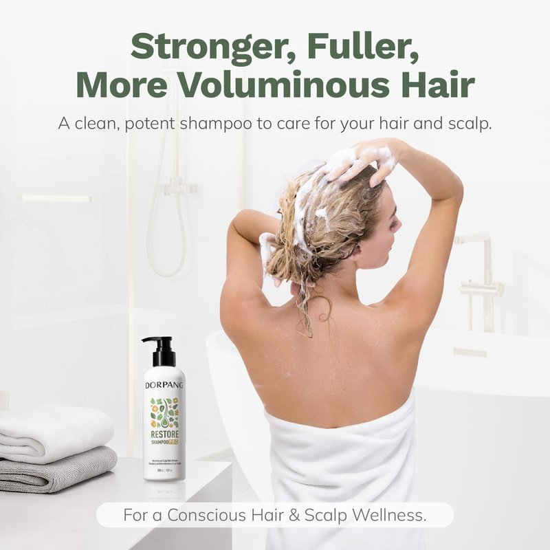DORPANG Restore Shampoo for Thinning Hair for Women and Men, Peptide Shampoo with AnaGain™, Clinically Formulated to Fuller-Looking Hair & Scalp Balance, Sulfate-Free, 12 fl oz (355ml) Floral Scent