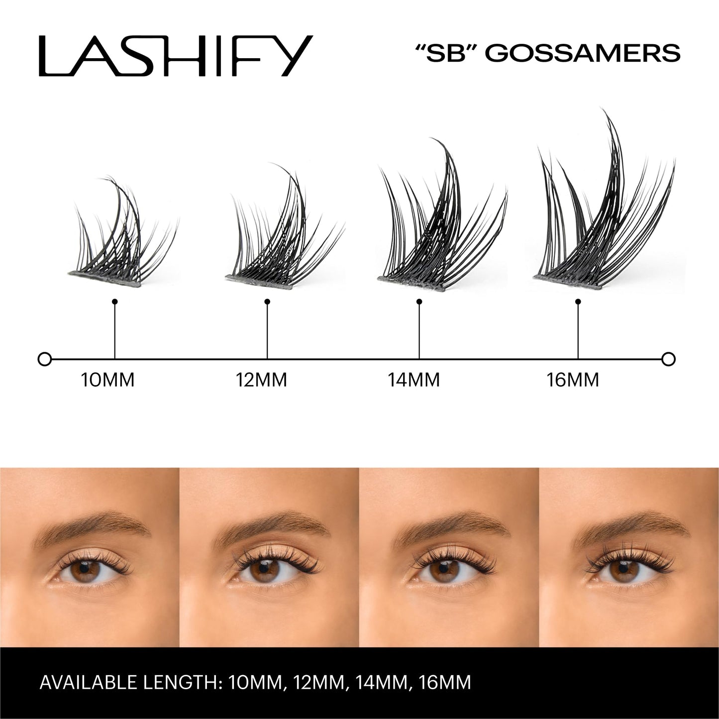 Lashify Star Burst 14mm Gossamer DIY Eyelash Extensions Refill, The Ultimate Multi-Length Multi Layered Lash, Black, Easy False Lashes