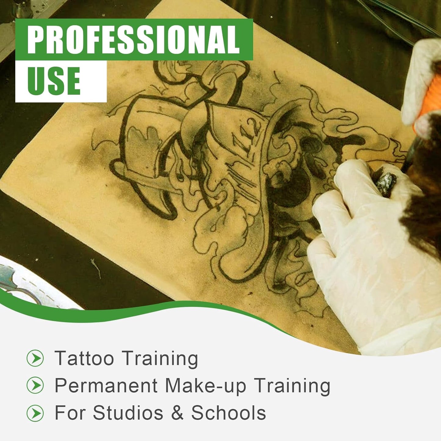 Professional Tattoo Practice Skin - 3mm Thick Medical Silicone, 12"x8" Double-Sided, Realistic Texture, 5PCS with Luxury Gift Box