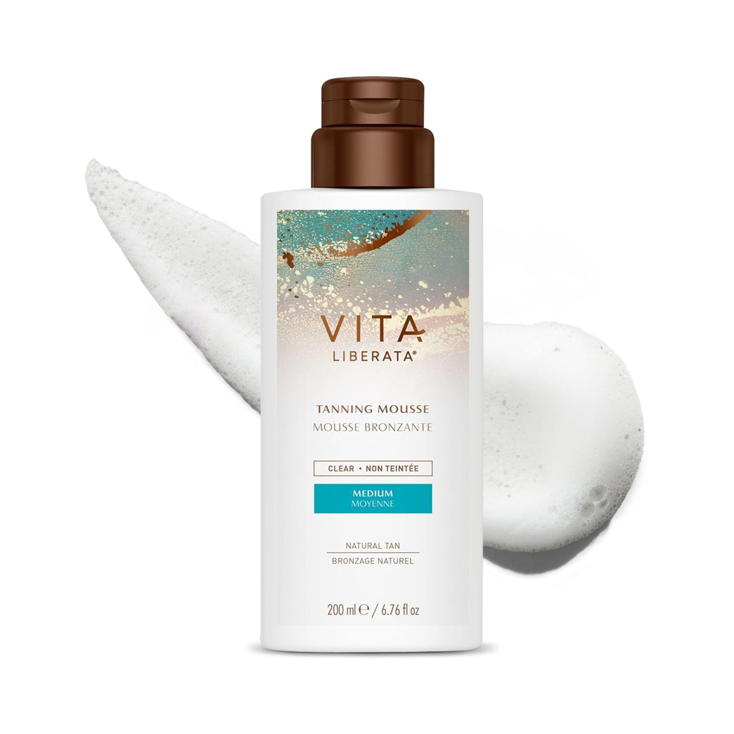 Vita Liberata Clear Self Tanner Mousse - Medium, Lightweight & Fast Drying Formula, Untinted For Minimal Transfer, Lasting Tan, Formulated with Organic Aloe Vera & Hyaluronic Acid, 6.76 fl oz