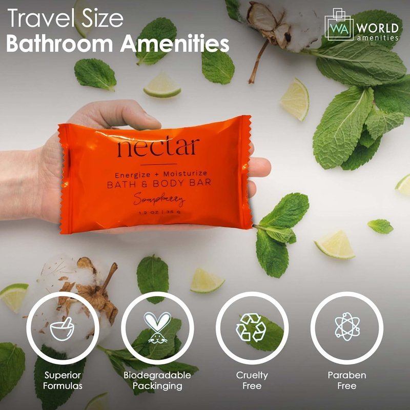 Nectar Bulk Bath & Body Bar - Sweet Orange Blossom | 50 Count, Mini Travel Size Toiletries - Eco-Friendly & Recyclable