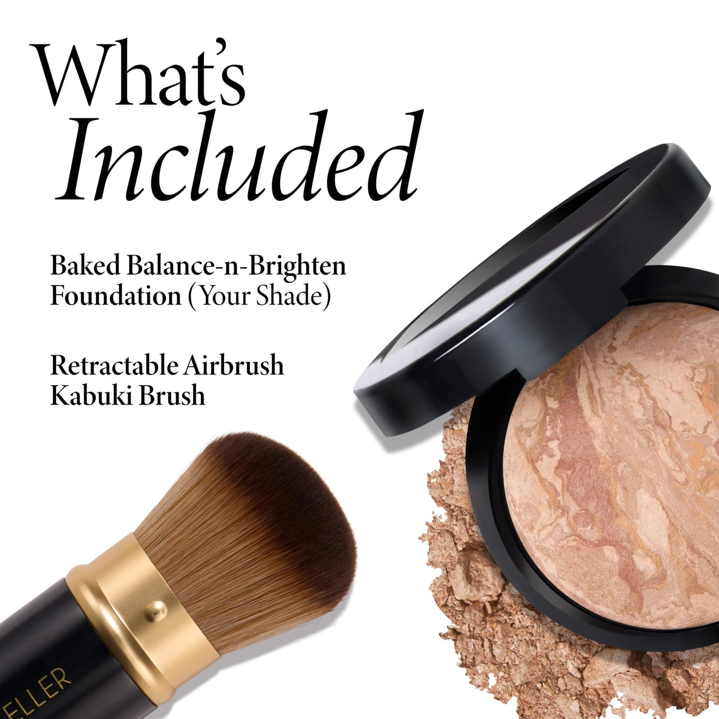 LAURA GELLER NEW YORK Baked Balance-n-Brighten Foundation with Kabuki Brush Makeup Set, Medium