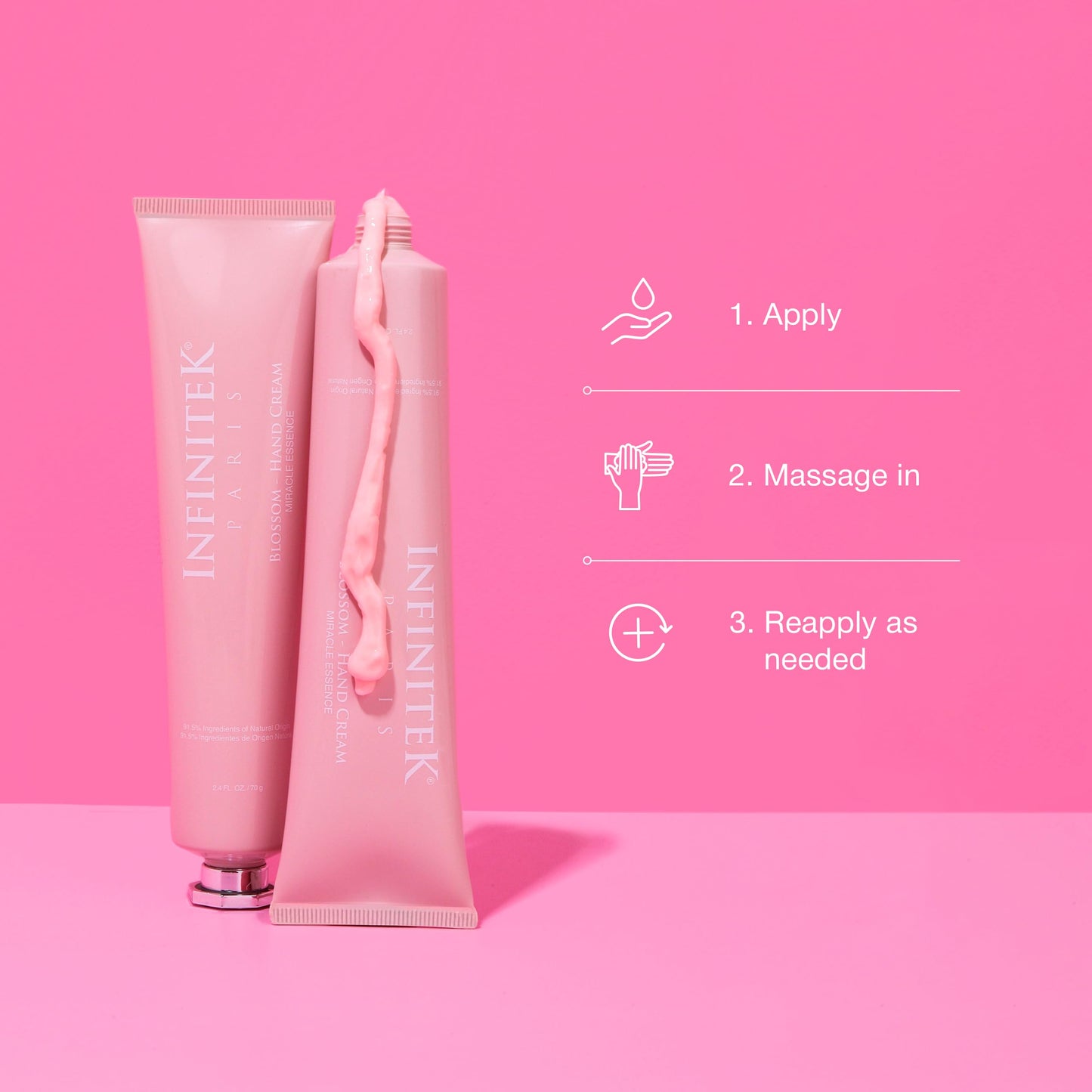 Infinitek Paris | Blossom Hand Cream - Moisturizing Cream for Dry Hands | Galentine’s Gifts & Valentine’s Day Gifts for Women | Anti Aging Hand Cream for Women | 70 g / 2.4 fl oz