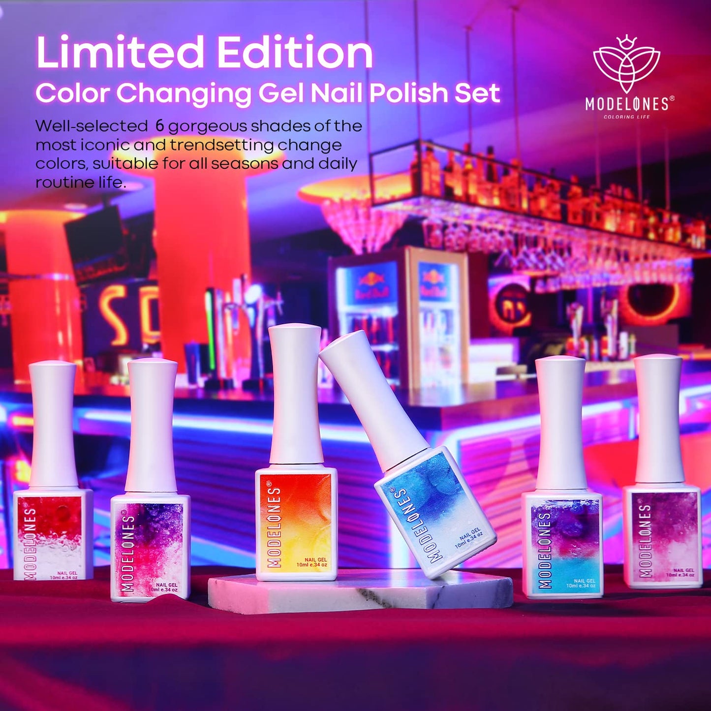 modelones 8Pcs Color Changing Gel Nail Polish and Base & Top Coat Set