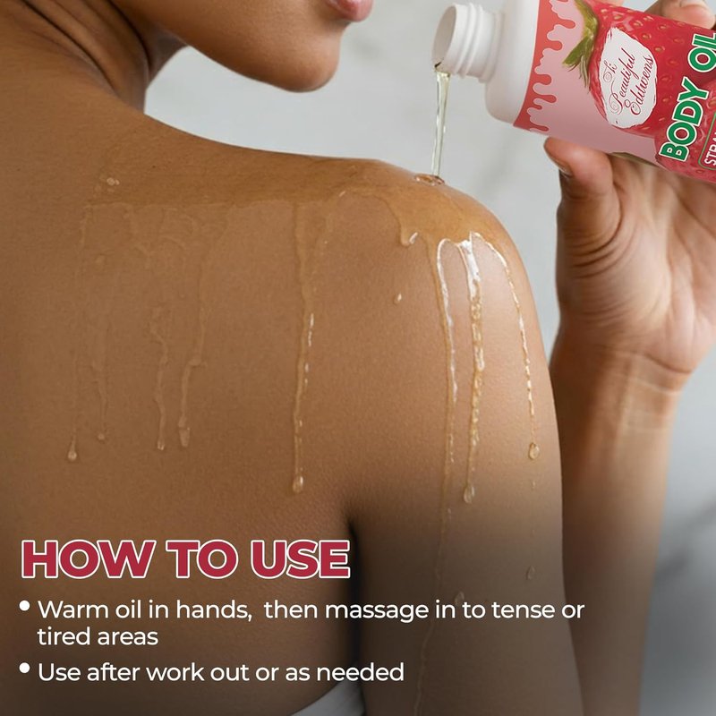 Deep Hydration Body Oil | Nourishing Jojoba Oil for Radiant Skin - 6.76 oz, Strawberry Scent