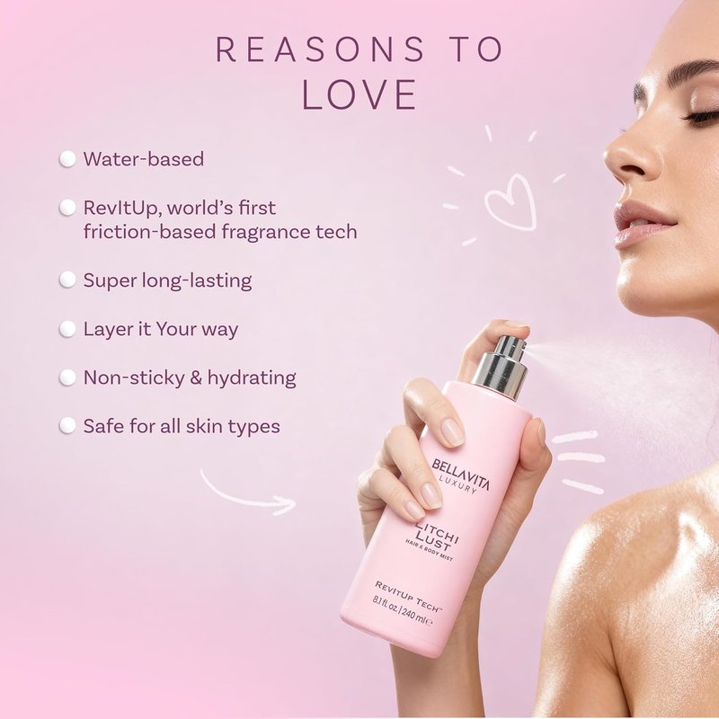 Luxury Litchi Lust Hair & Body Mist for Women - Sweet Fruity Spray | Alcohol-Free, Lightweight | 8.12 fl. oz | 240 ml
