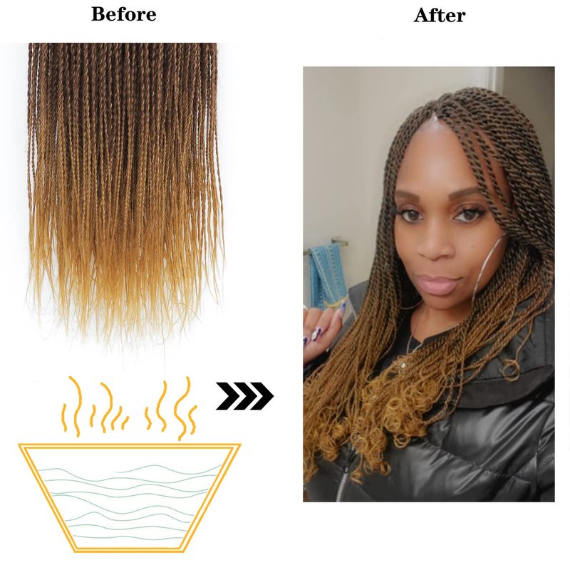 NAYOO Senegalese Twist Crochet Hair - 8 Packs 14 Inch Small Crochet Hair for Braiding, 30 Strands/Pack Braid Crochet Hair For Women, Crochet Twist Hair Braiding Hot Water Setting(14 Inch,1B/27)