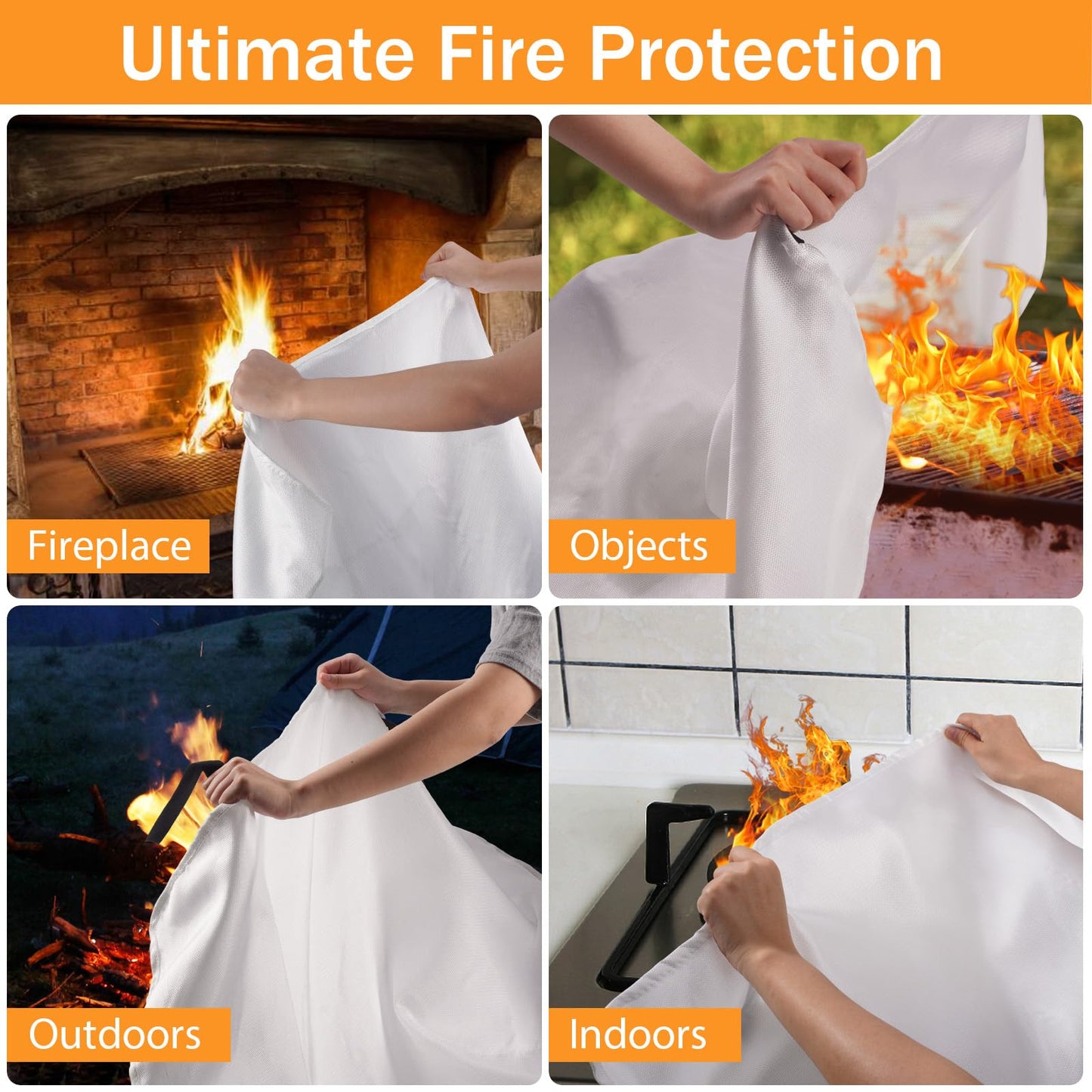 KANHIRO Fire Blanket Emergency for Home Kitchen - Fiberglass Fire Suppression Blanket Great for School, Fireplace, Grill, Car, Office, Warehouse (2 Pack, 39 in X 39 in)