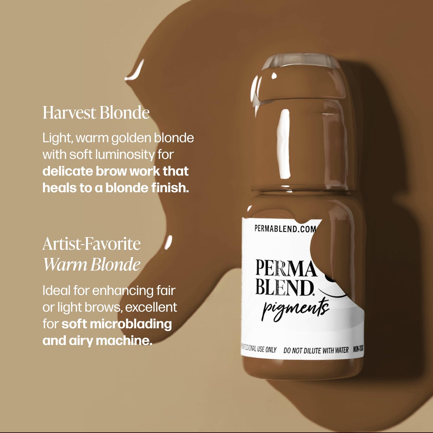 Perma Blend - Harvest Blonde - Microblading Ink for Permanent Eyeliner - Professional Tattoo Ink - Blonde Tattoo Ink Makeup - Vegan (0.5 oz)