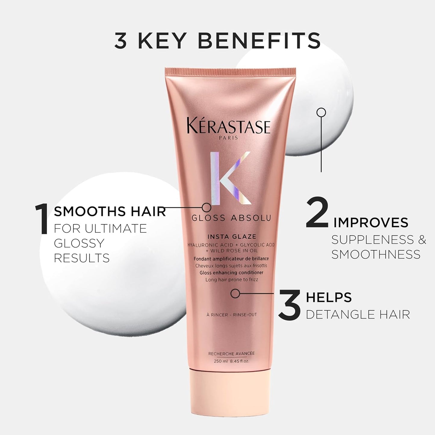 Kerastase Gloss Absolu Conditioner - High-Shine Anti-Frizz Formula | Deep Hydration & Detangling for Glossy, Bouncy Hair