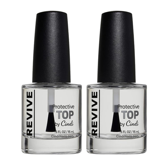 Cindi Nails UV Protecting Fast Drying Top Coat Duo – 2 Pack High Gloss Chip-Resistant Finish – No Light Curing, 7-Free, Non-Toxic, Safe for Kids and Cancer Patients