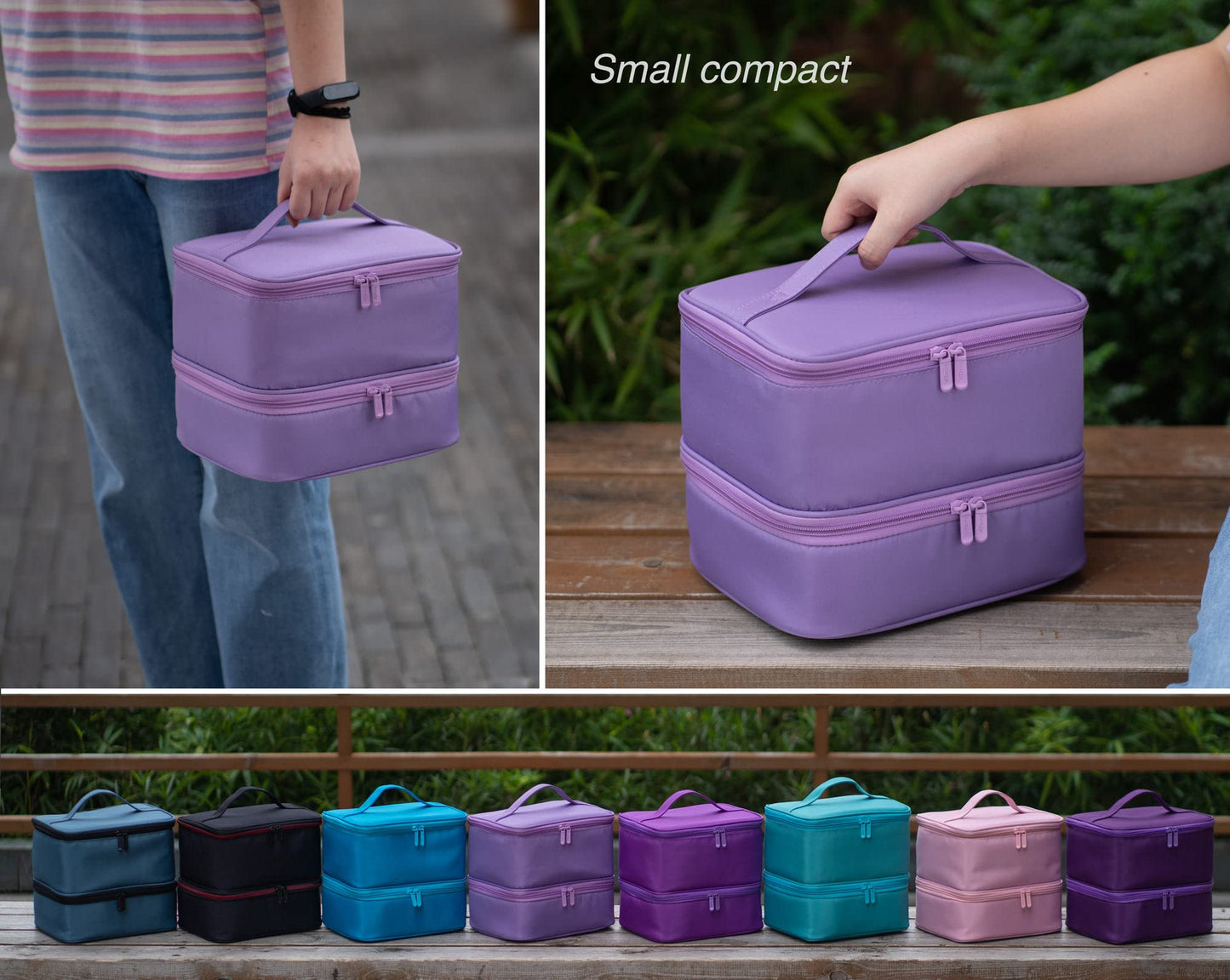 ButterFox Nail Polish Organizer Case Holder Holds 60 Bottles, Fits Nail Lamp, Duble-layer Storage for Nail Supplies and Accessories - Lavender Purple
