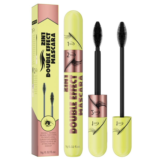 Dual-effect mascara, black and brown