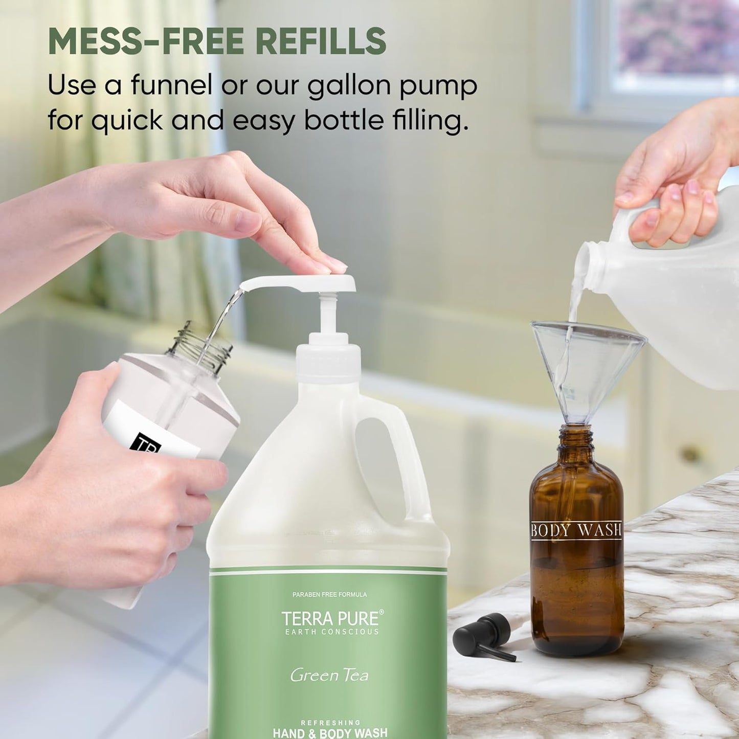 Terra Pure Body Wash & Hand Soap - One Gallon Refill for Dispensers | Eco-Friendly Formula
