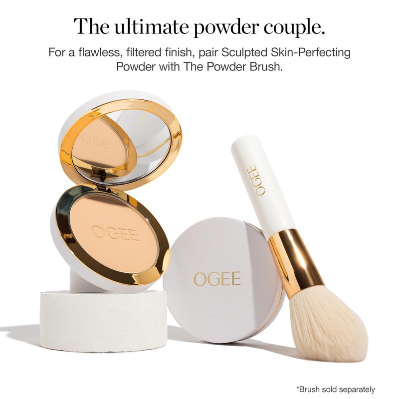 Ogee Sculpted Skin-Perfecting Makeup Setting Powder - Dune - FULL SET (Case & Refill) - Lightweight Powder Foundation Made with 70% Organic Ingredients