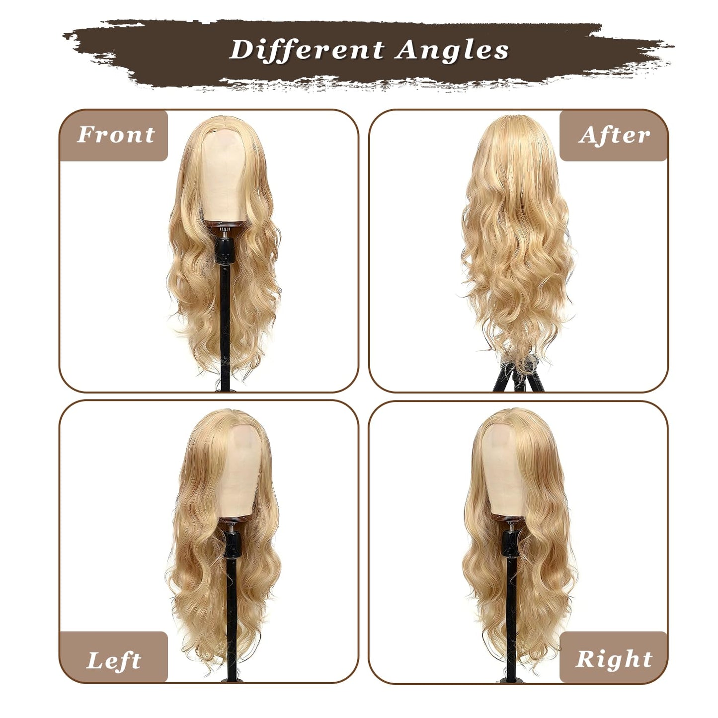 Long Mixed Blonde Wig for Women 26 Inch Wavy Synthetic Wig Middle Part Natural Looking Heat Resistant Balayage Blonde Curly Wig for Daily Use Cosplay Halloween Party