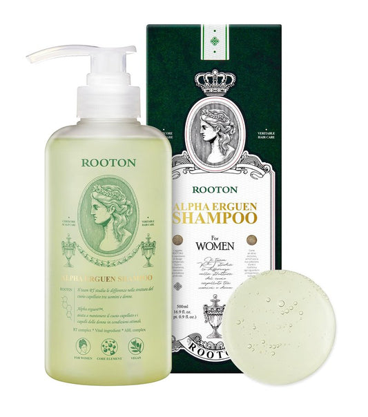 ROOTON Alpha Erguen Hair Loss Shampoo for Women, Vegan Scalp Care Shampoo for Thinning Hair, Weak Hair & Hair Shedding, Pregnancy Safe Formula & Postpartum Hair Care, 500ml / 16.9 fl oz