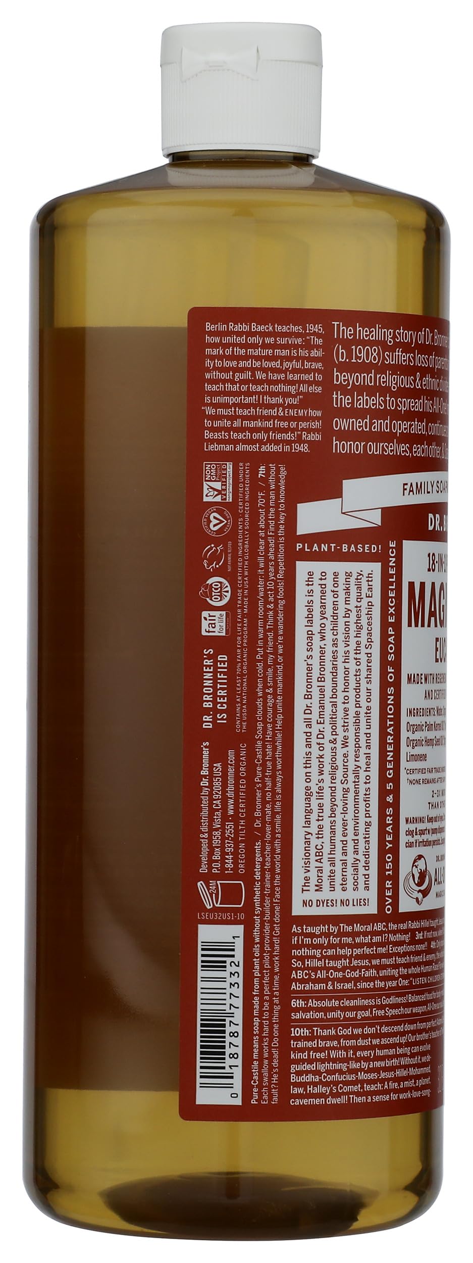 Dr. Bronner's Eucalyptus Liquid Castile Soap, 32 FZ