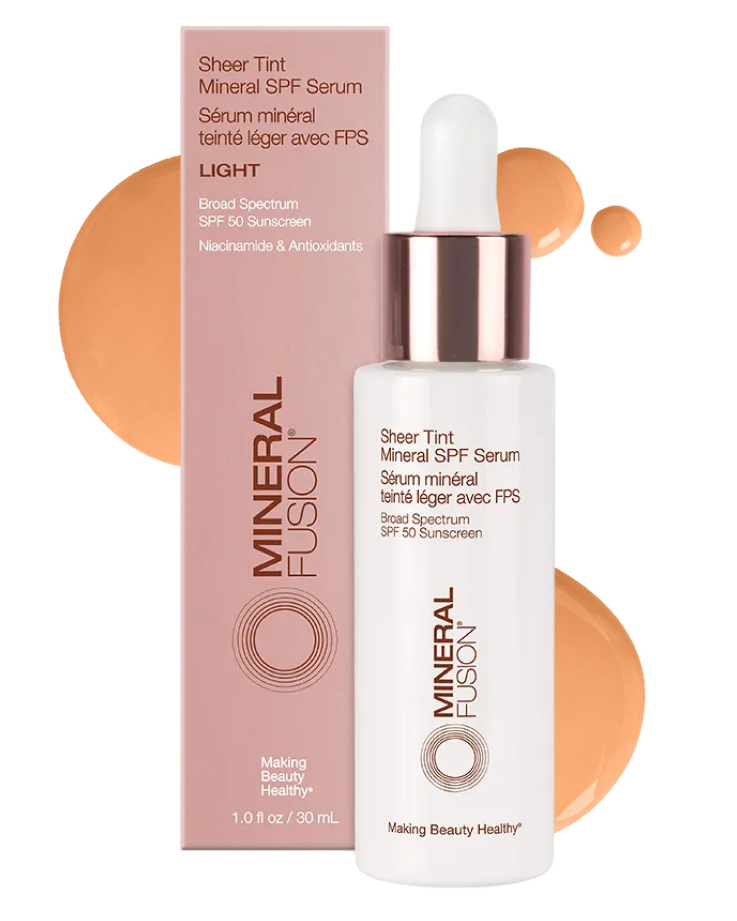 Mineral Fusion Sheer Tint Mineral SPF 50 Face Serum (Tan), 1 Fl Oz