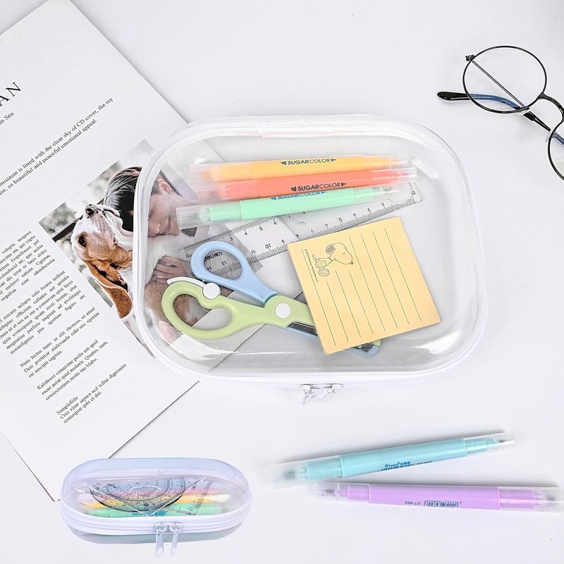Clear Hard Shell Zipper Case Set - 3PCS Transparent Travel Organizer Pouches | Durable Plastic Storage Bins