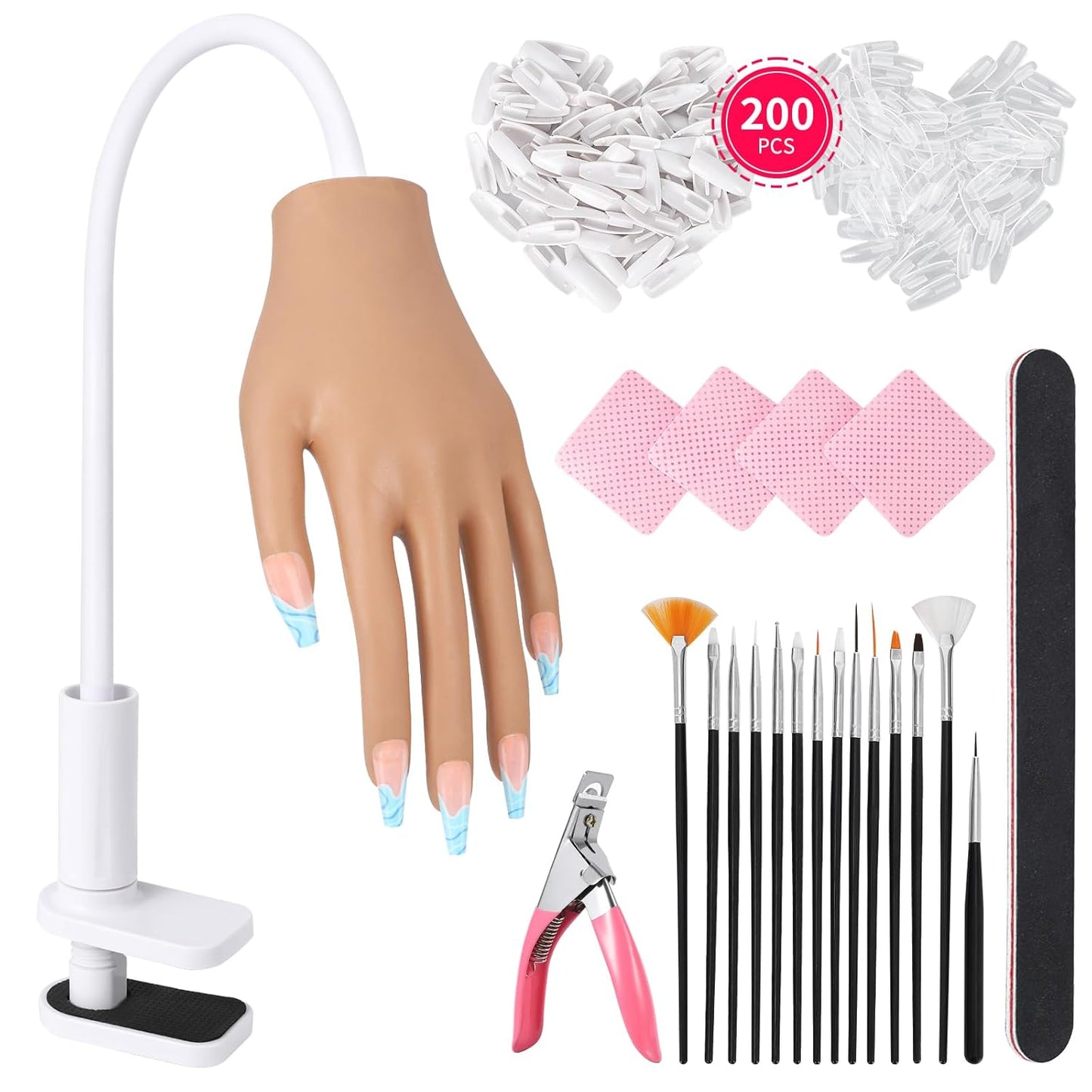 Acrylic Nail Practice Hand - Flexible Fake Mannequin for Training | Ideal for Nail Tips