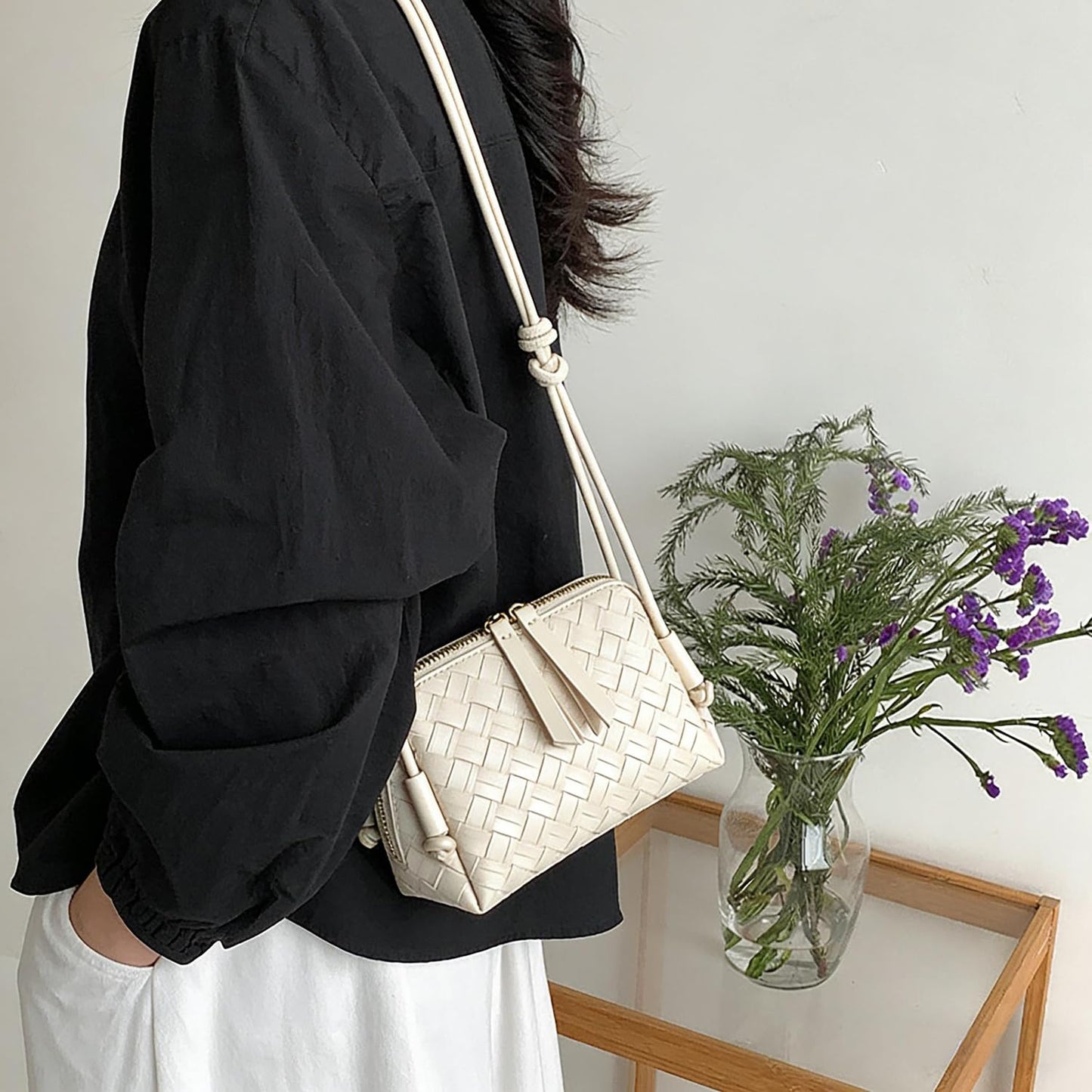 JYG Woven Crossbody Bags for Women PU Leather Handwoven Shoulder Bag Mini Satchel Purses with Adjustable Strap 2026