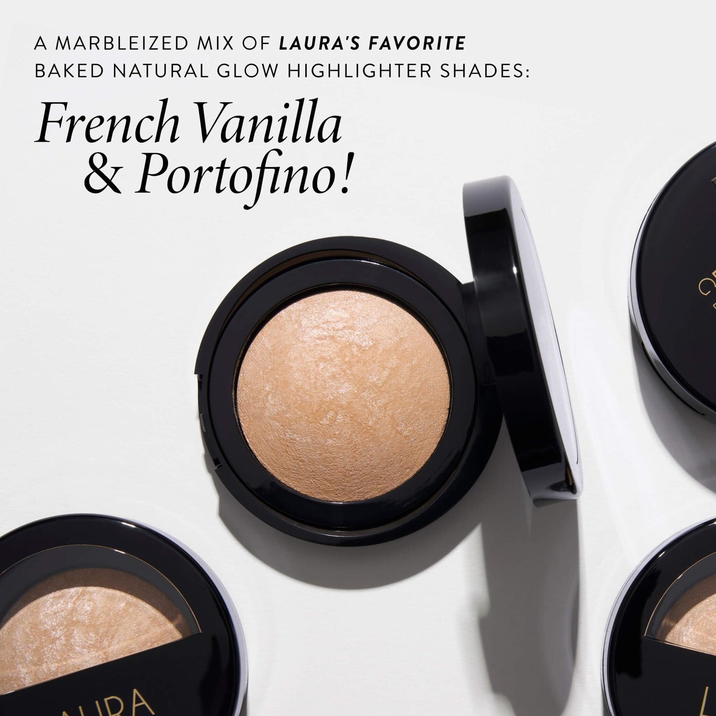LAURA GELLER NEW YORK Baked Marbleized Highlighter, Prosecco - Radiance Enhancing Makeup - Powder Highlighter Face Makeup