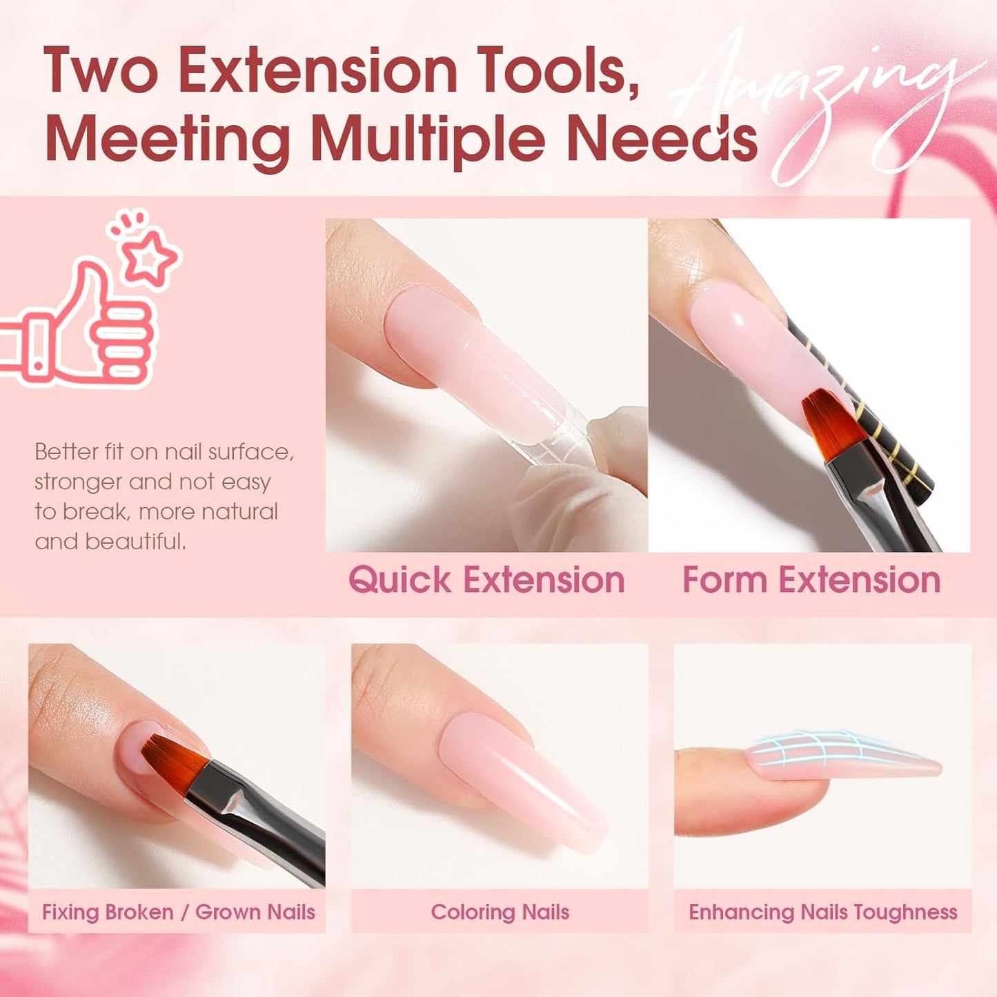Poly Nail Gel Kit - 20 Colors & 76 Accessories | Clear Nude Starter Kit with Mini UV Lamp