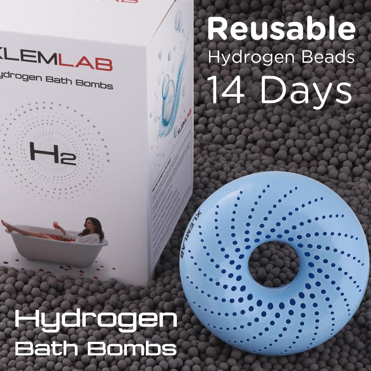 XLEMLAB 4 Packs H2 Hydrogen Bath Bombs for Women,Molecular Hydrogen Water Tablets for Spa,14 Days Reuseable,Antioxidant Anti-Aging, Relaxing Post-Exercise Routine, Muscle Recovery,Gift for Women