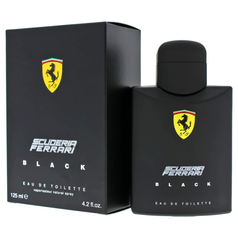 Ferrari Scuderia Black | Eau de Toilette Natural Spray | Fragrance for Men | Aromatic Fougere with Citrus, Fruit, Cinnamon, and Vanilla Scent | 125 mL / 4.2 fl oz