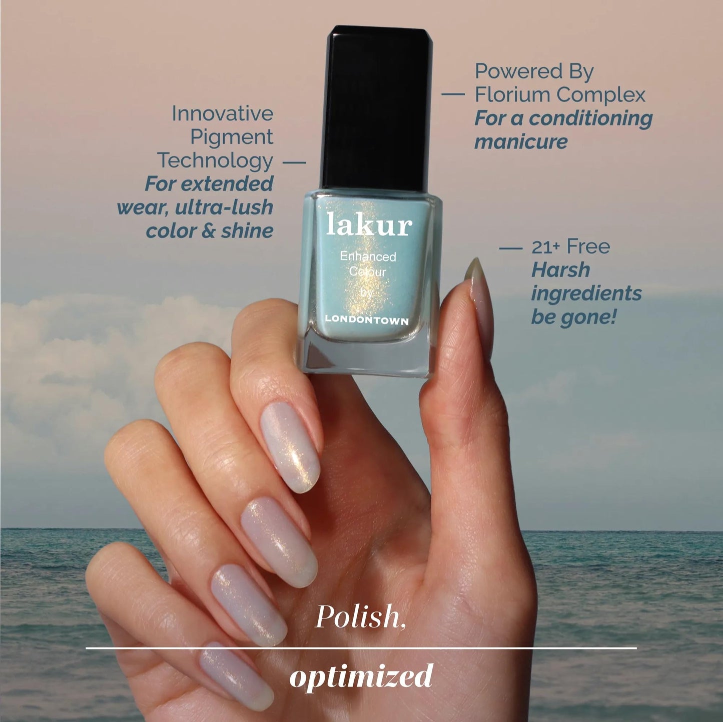 LONDONTOWN Lakur Nail Polish – Blue Shades, Long-Lasting, Streak-Free, Chip-Resistant | 21+ Free Non-Toxic Vegan Nail Color, Strengthens & Hydrates Nails, 0.4 Fl Oz