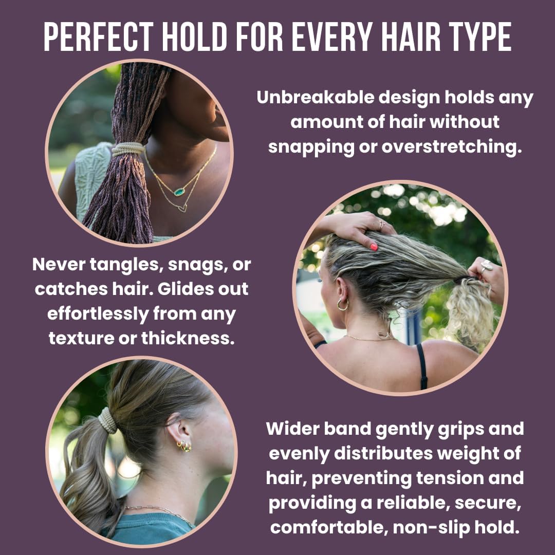 Namastay Hair Soft Elastic Hair Ties | No Damage Hair Ties for Thick Hair | Seamless, Non-Slip, Comfortable & Durable Elastic Hair Bands for Women's Hair | Unbreakable 12 Pc Black, Blonde & Brunette