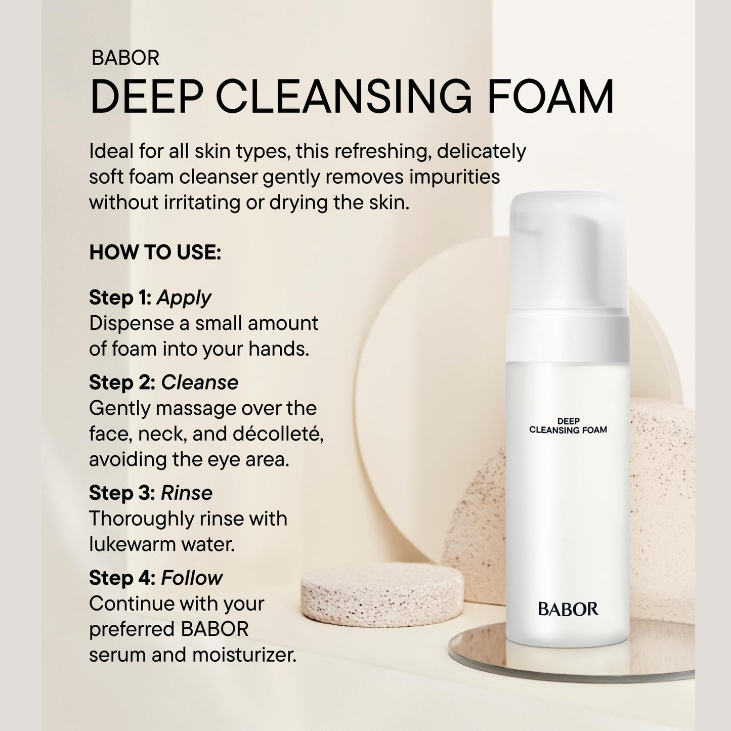 BABOR Deep Cleansing Foam, Foaming Face Wash for All Skin Types, 200 ml